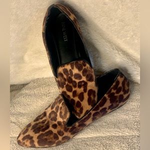 Furry Nine West Leopard Smoking Flats